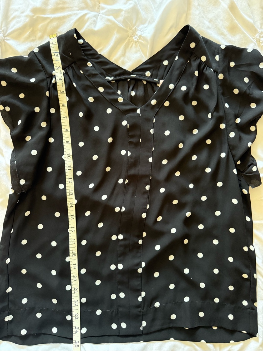 Philosophy Black and White Polka Dot V-Neck Blouse